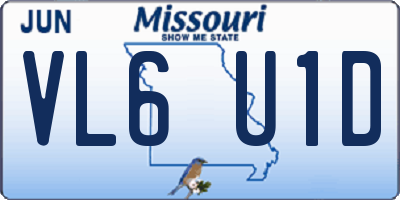 MO license plate VL6U1D