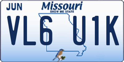 MO license plate VL6U1K