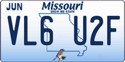 MO license plate VL6U2F