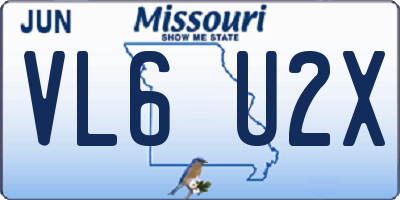 MO license plate VL6U2X