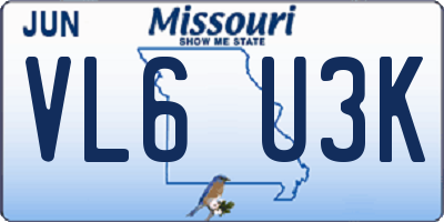 MO license plate VL6U3K