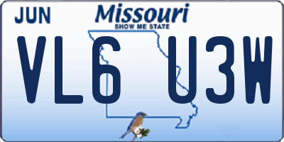 MO license plate VL6U3W