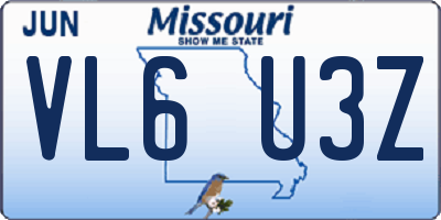 MO license plate VL6U3Z