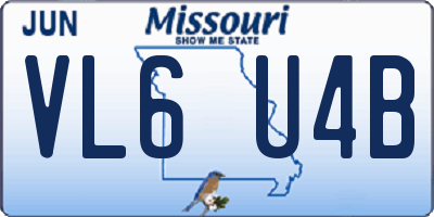 MO license plate VL6U4B
