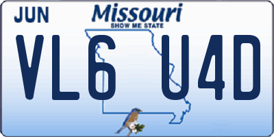 MO license plate VL6U4D