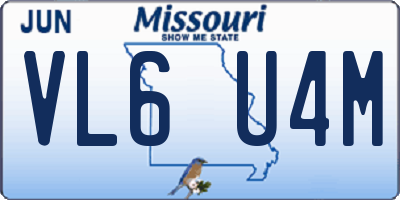 MO license plate VL6U4M