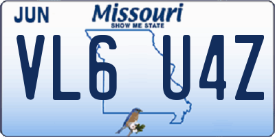 MO license plate VL6U4Z