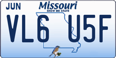 MO license plate VL6U5F