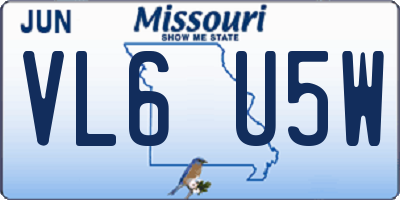 MO license plate VL6U5W