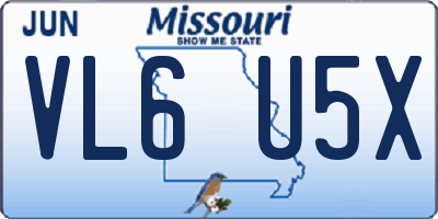 MO license plate VL6U5X