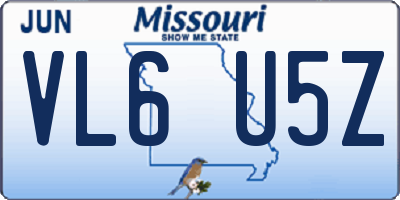 MO license plate VL6U5Z