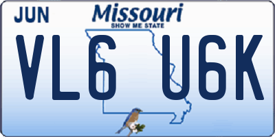 MO license plate VL6U6K