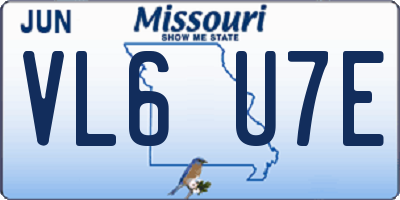 MO license plate VL6U7E