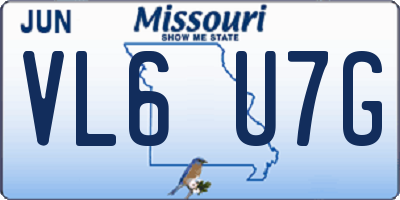 MO license plate VL6U7G
