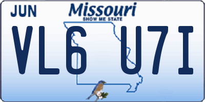 MO license plate VL6U7I