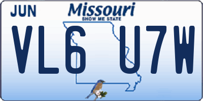 MO license plate VL6U7W