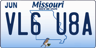MO license plate VL6U8A