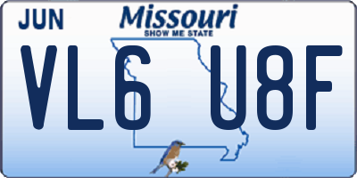 MO license plate VL6U8F