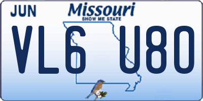 MO license plate VL6U8O