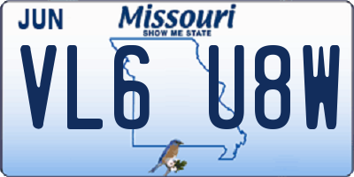 MO license plate VL6U8W