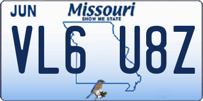 MO license plate VL6U8Z