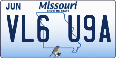 MO license plate VL6U9A