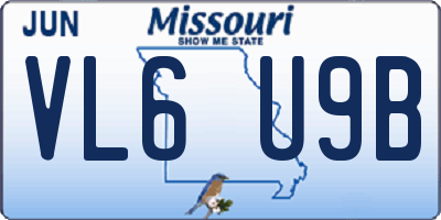 MO license plate VL6U9B