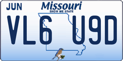 MO license plate VL6U9D