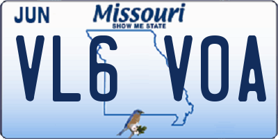 MO license plate VL6V0A