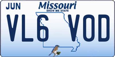 MO license plate VL6V0D