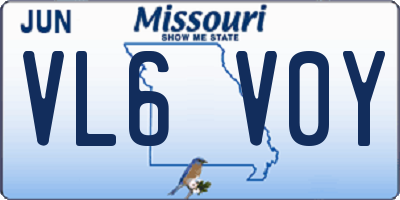 MO license plate VL6V0Y