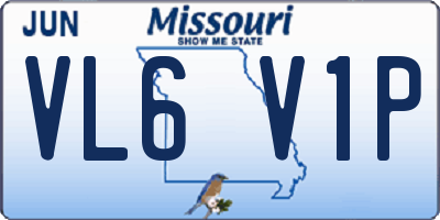 MO license plate VL6V1P