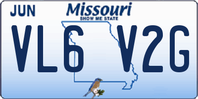MO license plate VL6V2G