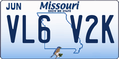 MO license plate VL6V2K