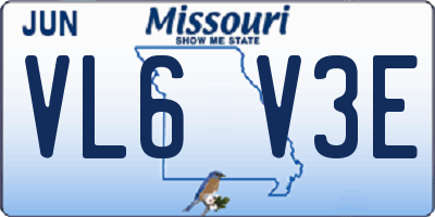 MO license plate VL6V3E
