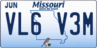 MO license plate VL6V3M