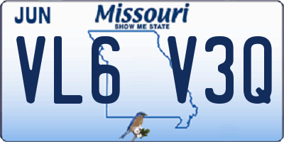 MO license plate VL6V3Q