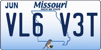 MO license plate VL6V3T