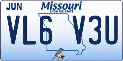 MO license plate VL6V3U