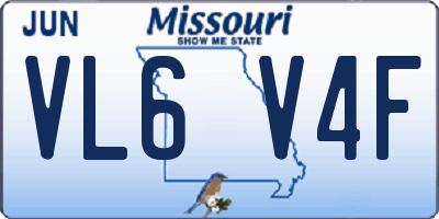 MO license plate VL6V4F