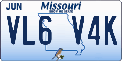 MO license plate VL6V4K