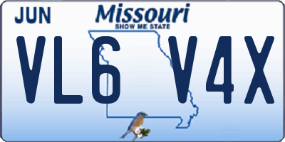 MO license plate VL6V4X
