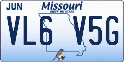 MO license plate VL6V5G