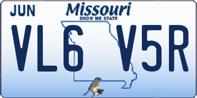 MO license plate VL6V5R
