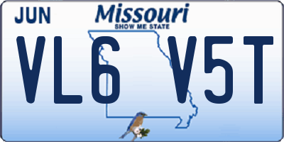 MO license plate VL6V5T