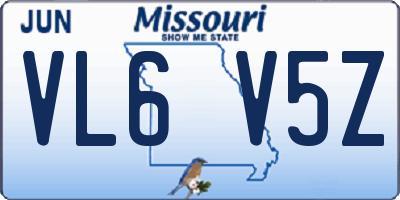 MO license plate VL6V5Z