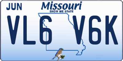 MO license plate VL6V6K