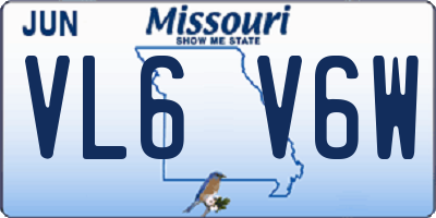 MO license plate VL6V6W