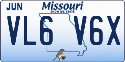 MO license plate VL6V6X