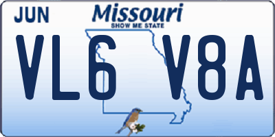 MO license plate VL6V8A